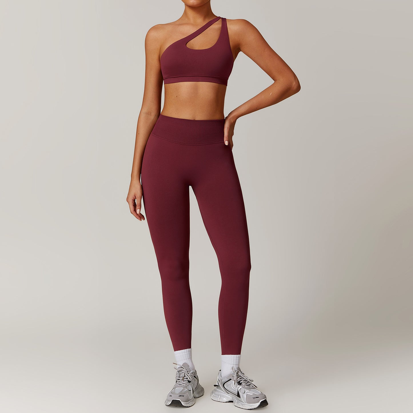 Women's Shoulder bra+pants yoga set, sports running set