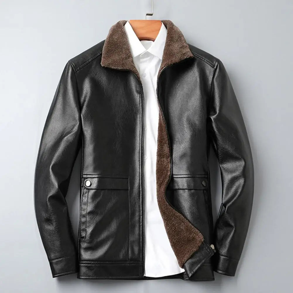 Men's Vintage Faux Fur Leather Jacket