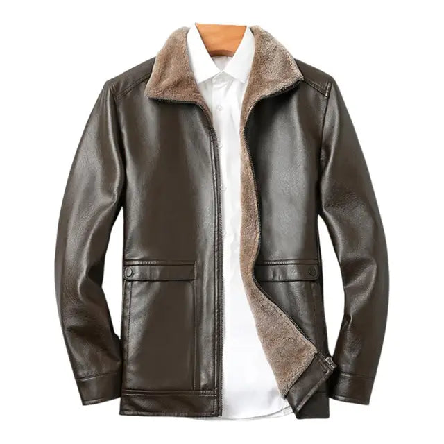 Men's Vintage Faux Fur Leather Jacket