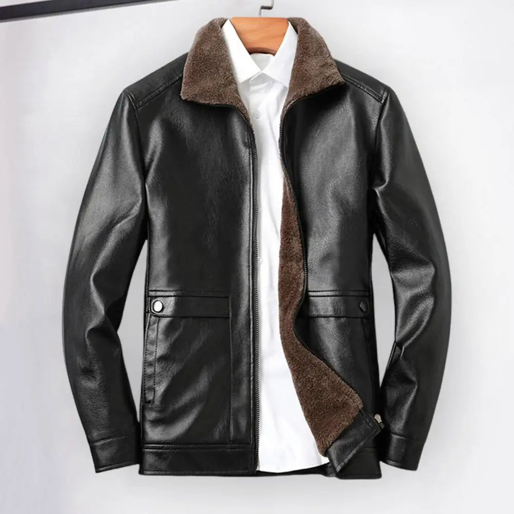 Men's Vintage Faux Fur Leather Jacket