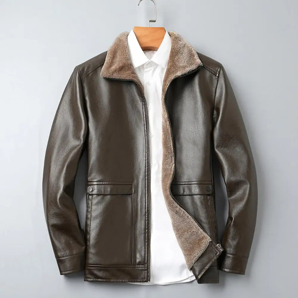 Men's Vintage Faux Fur Leather Jacket