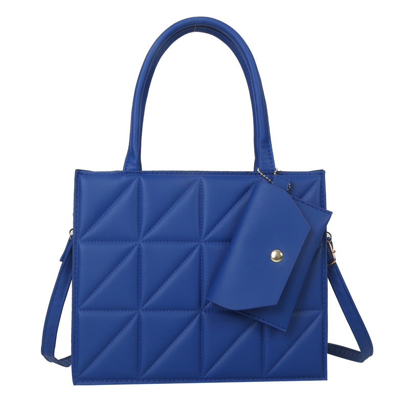Fashion Plaid Shoulder Bag With Small Wallet Simple Elegant Portable