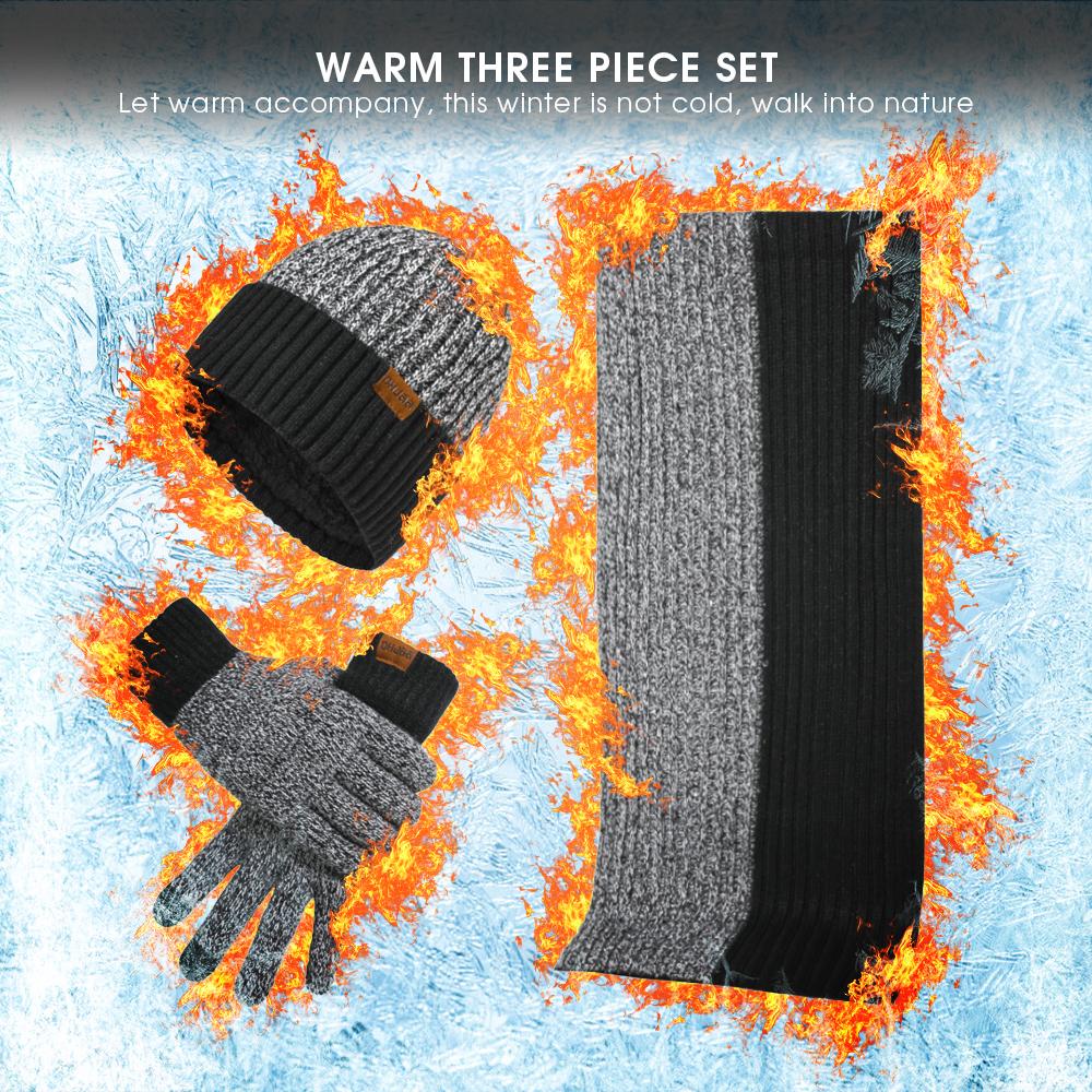 3-piece set Winter Gear featuring a Beanie Hat, Long Scarf and Touch Screen Gloves