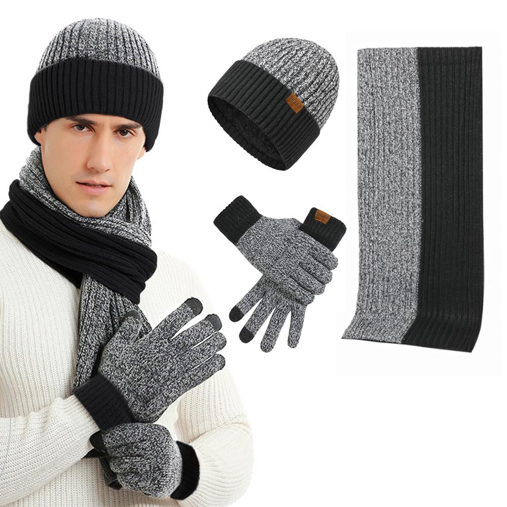 3-piece set Winter Gear featuring a Beanie Hat, Long Scarf and Touch Screen Gloves
