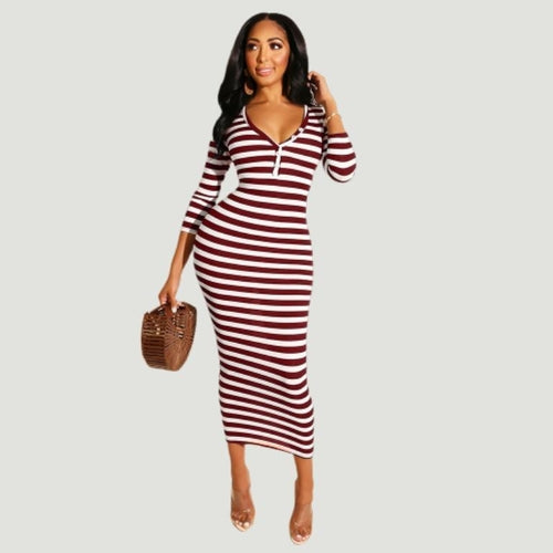 Women's Glamaker Striped Midi Bodycon Dress