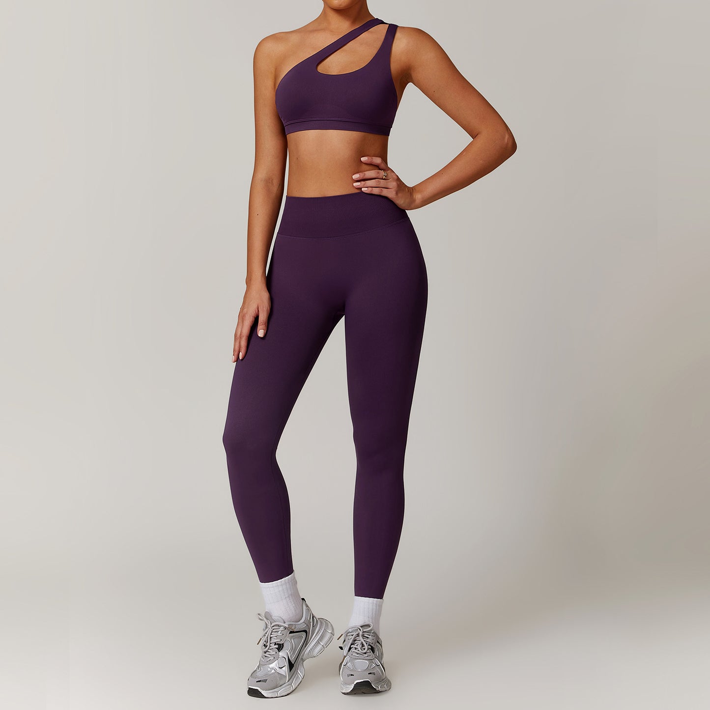 Women's Shoulder bra+pants yoga set, sports running set