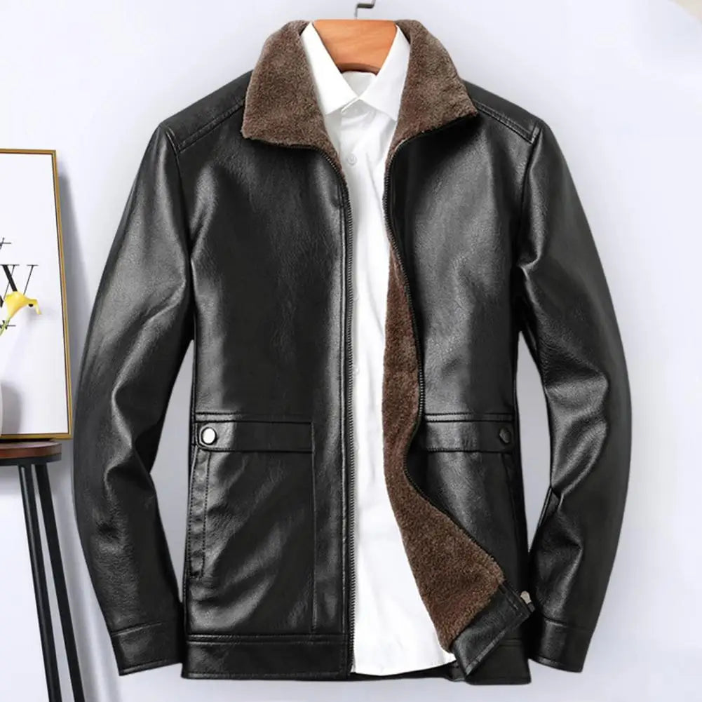 Men's Vintage Faux Fur Leather Jacket