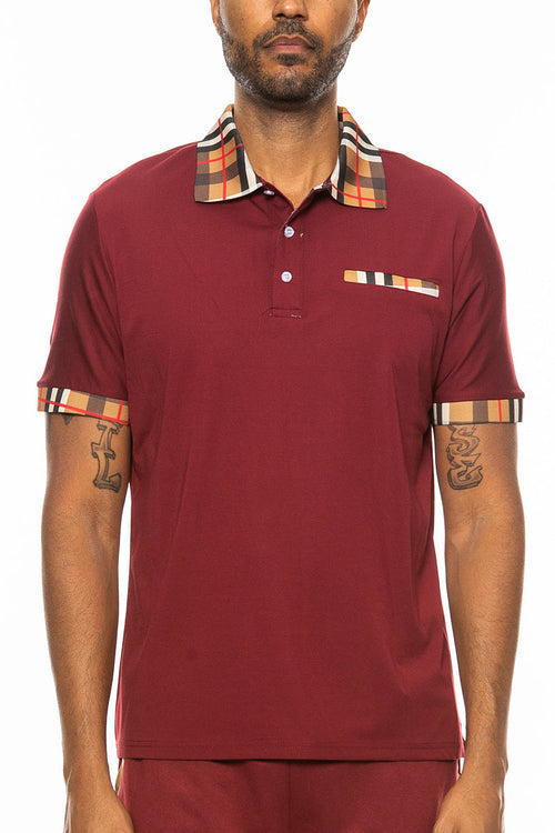 Men's Checkered Detail Polo