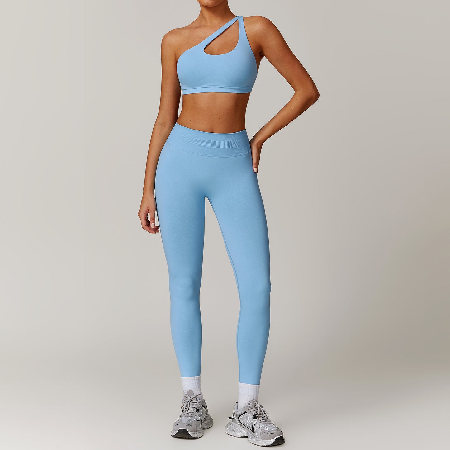 Women's Shoulder bra+pants yoga set, sports running set
