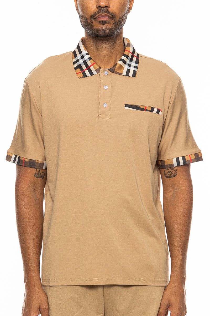 Men's Checkered Detail Polo