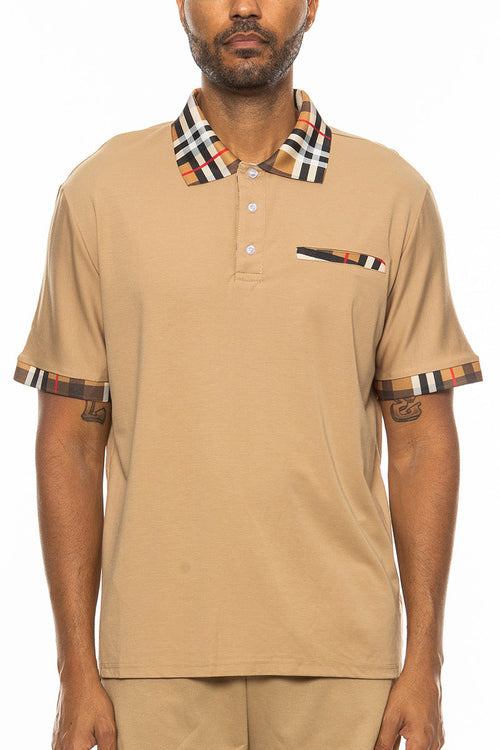 Men's Checkered Detail Polo