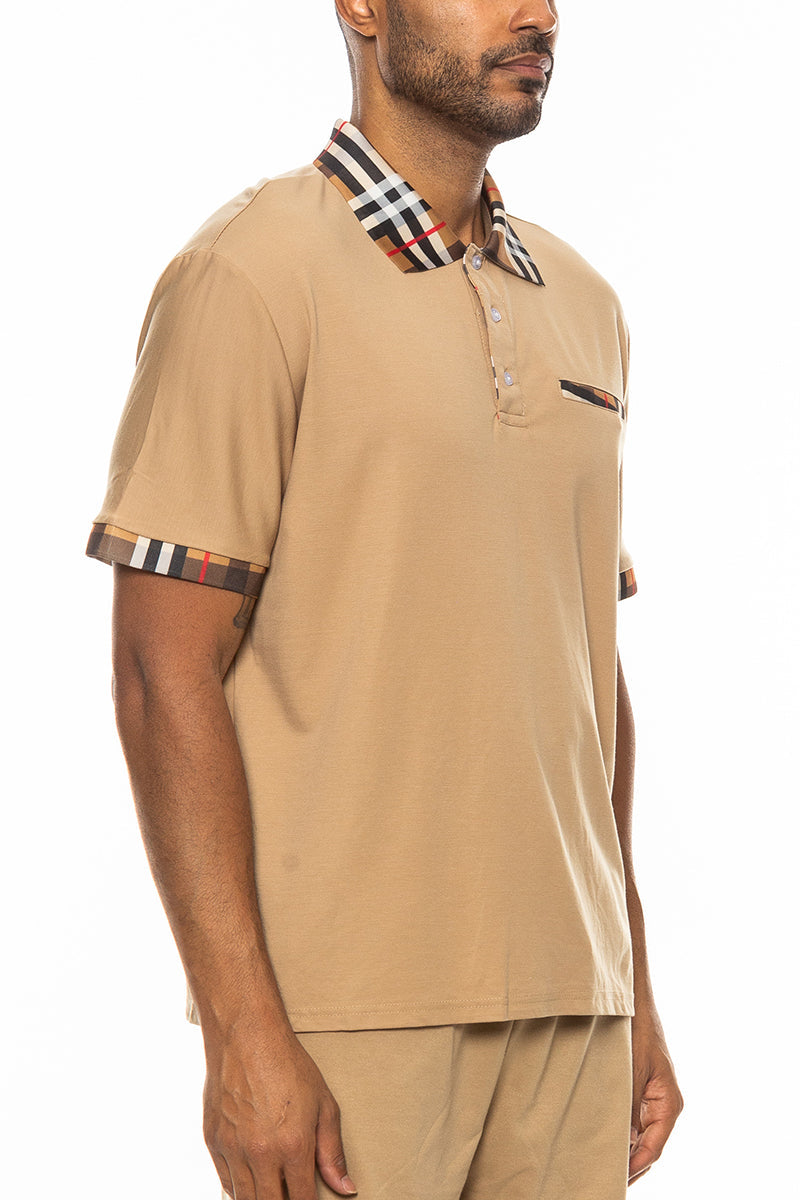 Men's Checkered Detail Polo
