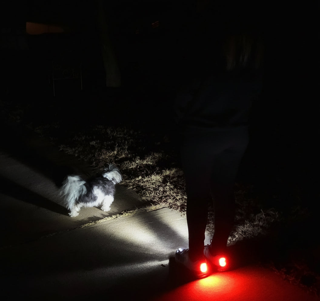 Men's Black Night Runner Shoes with Built-in Safety Lights