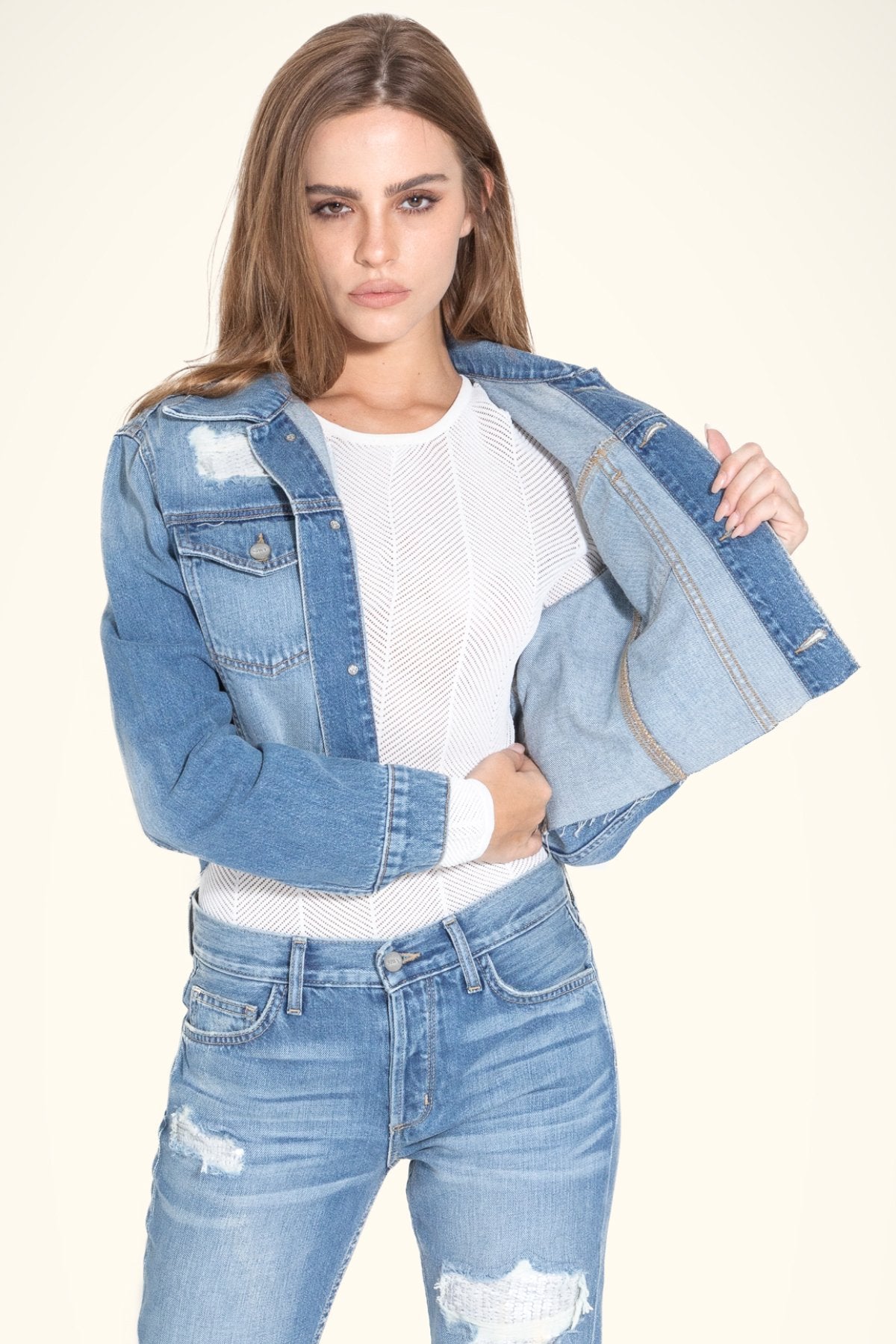 Pixie - Women's Blue Long-Sleeved Crop Jacket