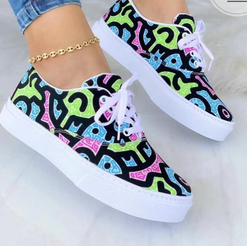 Women Fashion Graffiti Sneakers Trainers Shoes