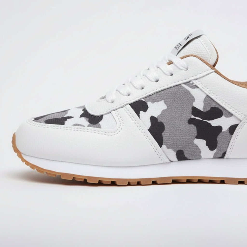 Tied Printed PU Leather Athletic Shoes – Lightweight Flats for Women