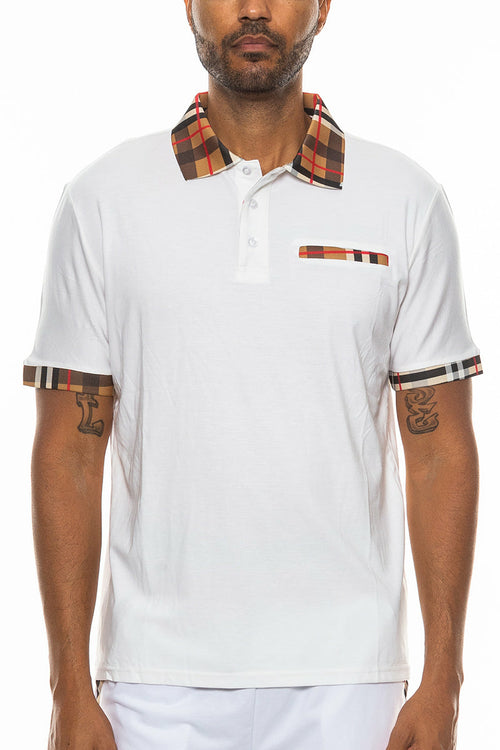 Men's Checkered Detail Polo