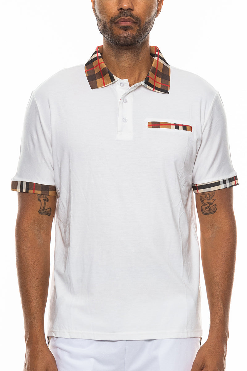 Men's Checkered Detail Polo