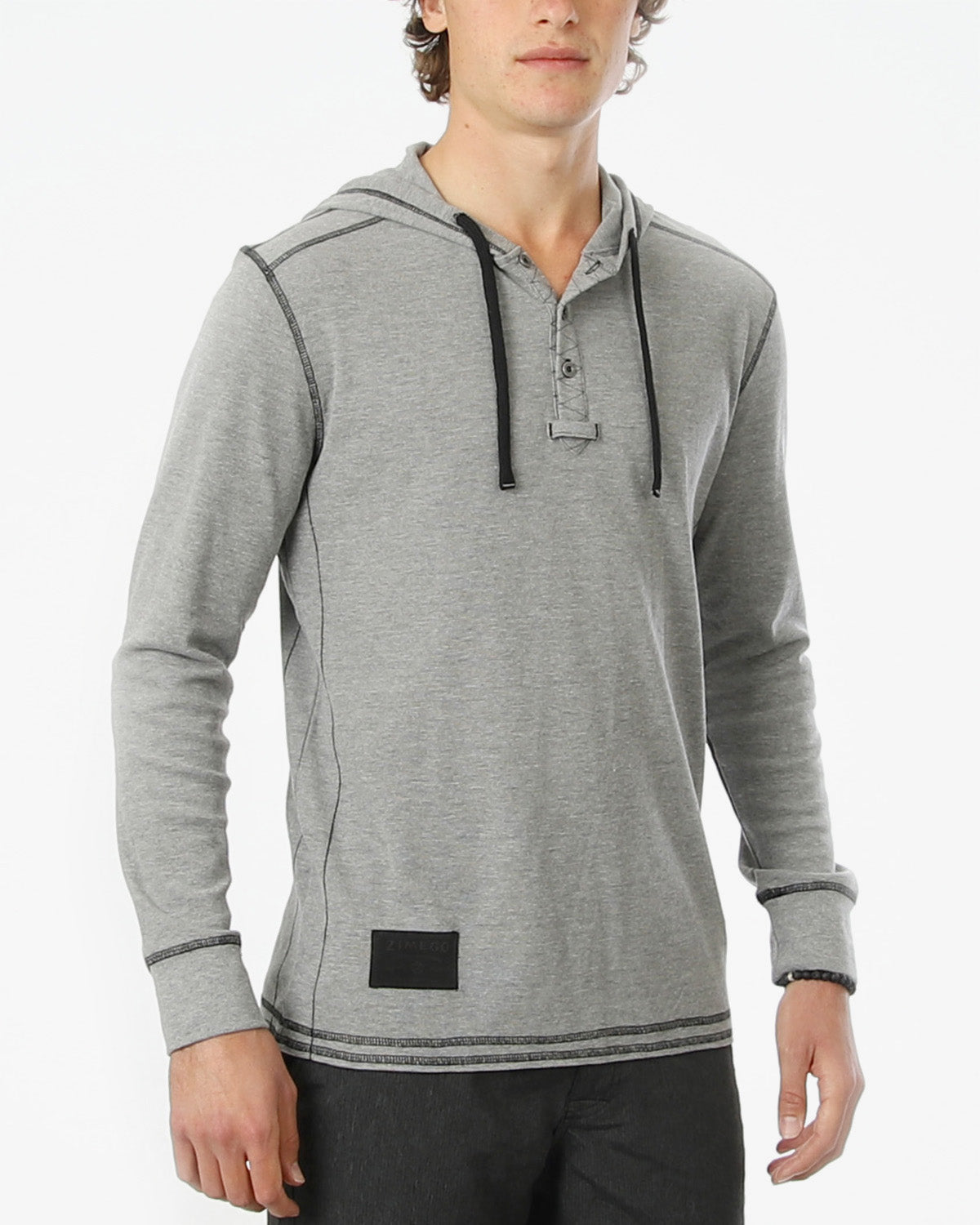 ZIMEGO Mens Vintage Thermal Long Sleeve Lightweight Fashion Hooded Henley-1