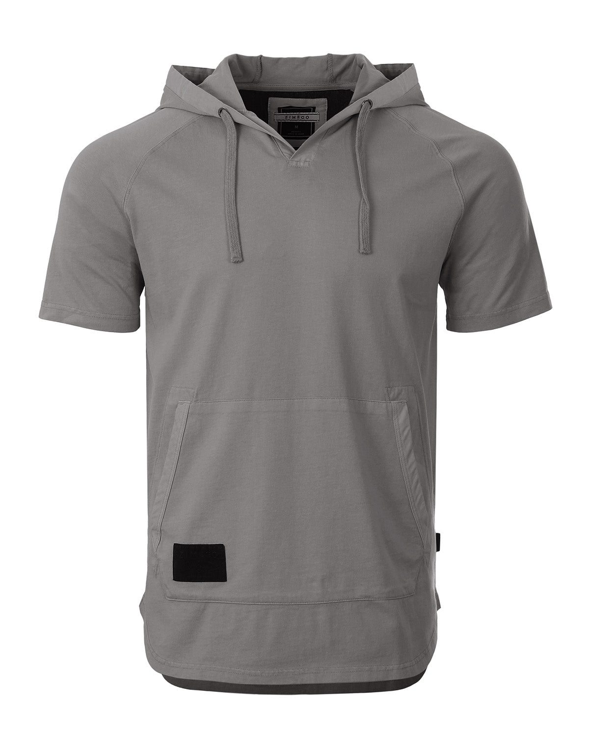 ZIMEGO Pigment Dyed Hooded Shirt Short Sleeve V Neck Raglan Henley Style Hoodie-6