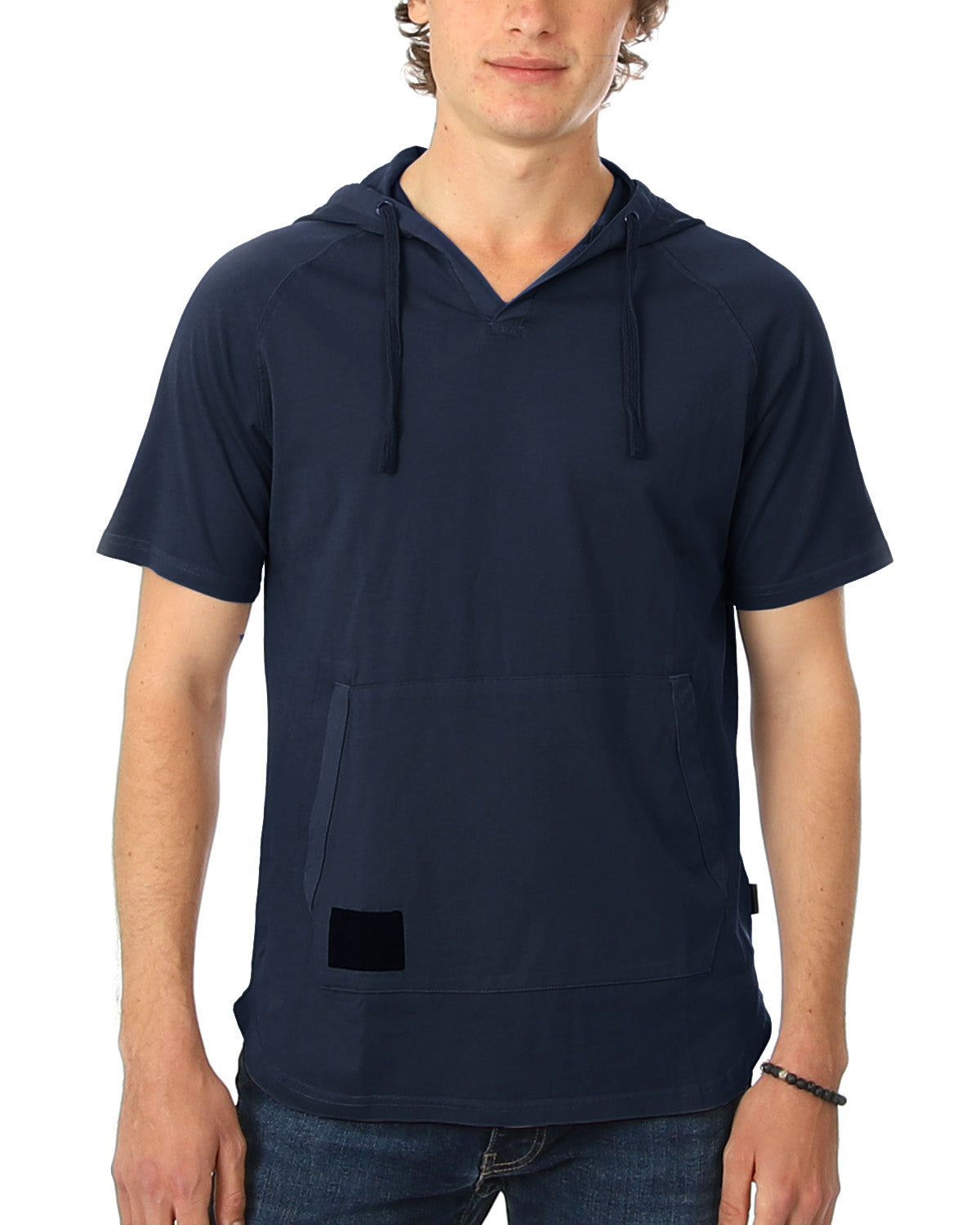 ZIMEGO Pigment Dyed Hooded Shirt Short Sleeve V Neck Raglan Henley Style Hoodie-3