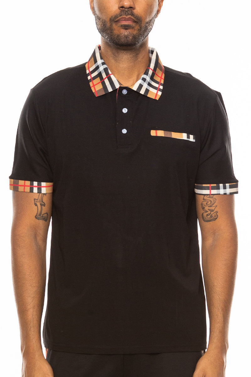 Men's Checkered Detail Polo