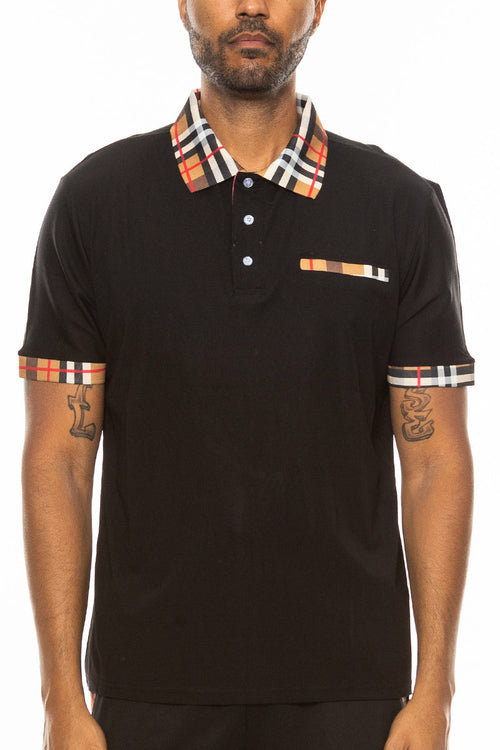 Men's Checkered Detail Polo