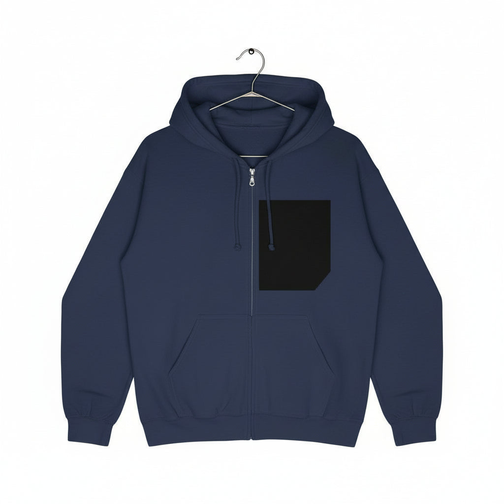 Mens Faux Black Pocket Heavy Blend Zip Up Hoodie