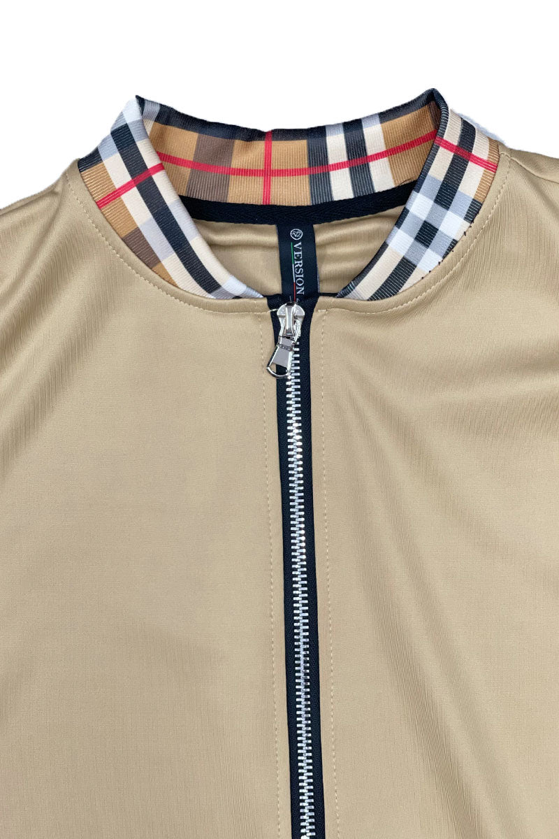 Men's Checkered Detail Track Jacket Set