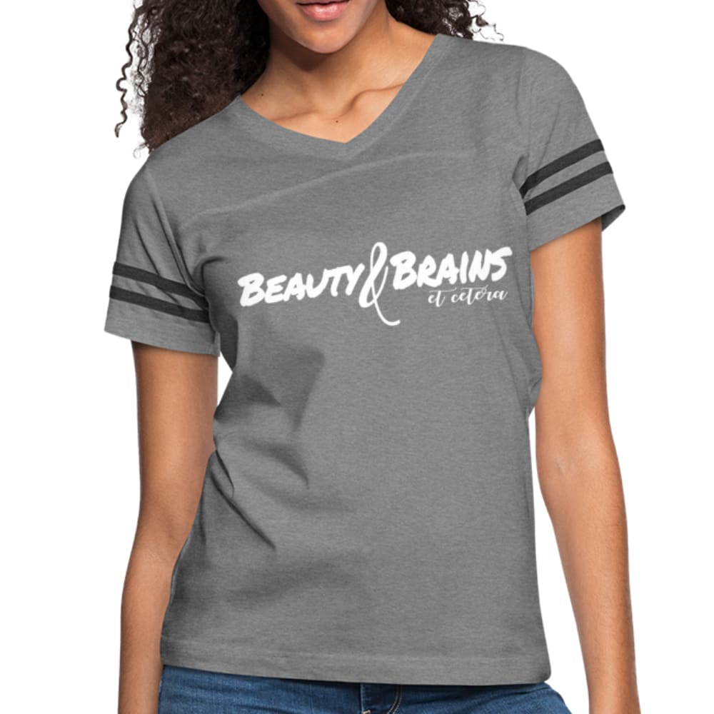 Womens Graphic Vintage Tee, Beauty & Brains et Cetera Ii Sport T-shirt-2