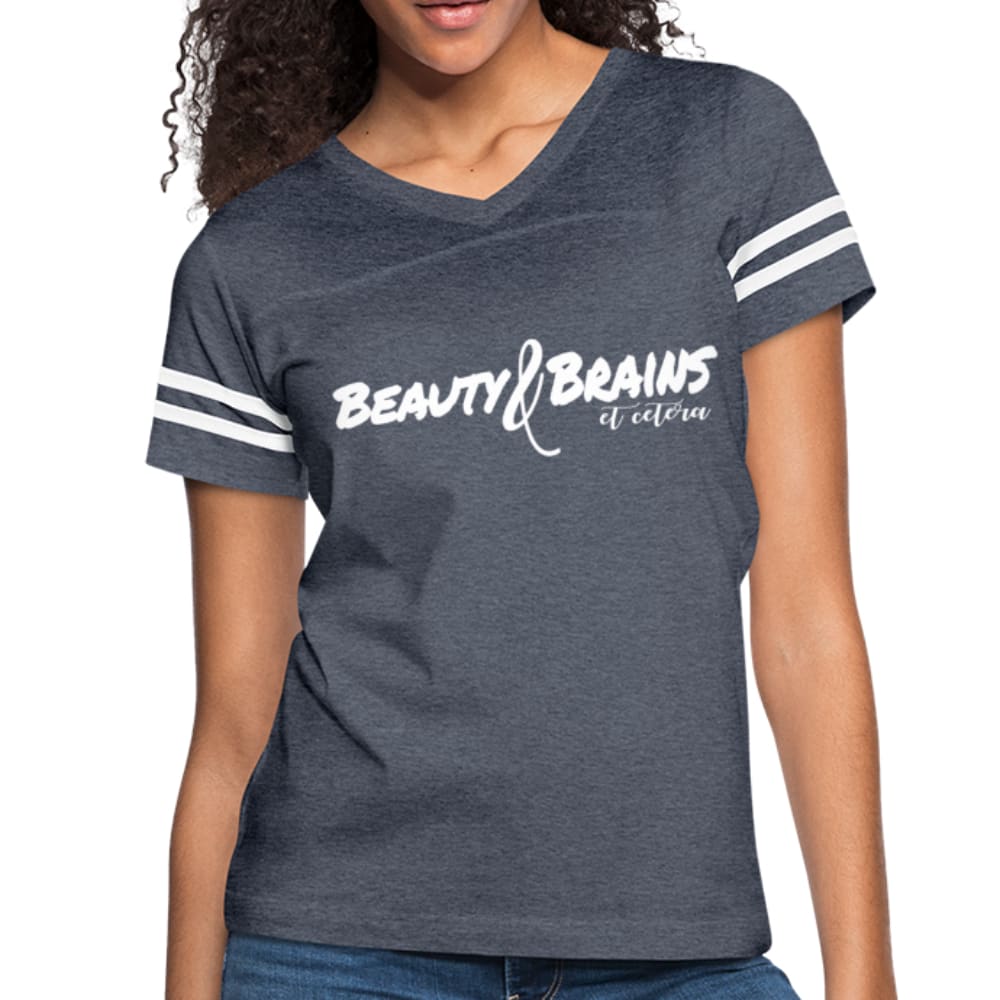 Womens Graphic Vintage Tee, Beauty & Brains et Cetera Ii Sport T-shirt-4