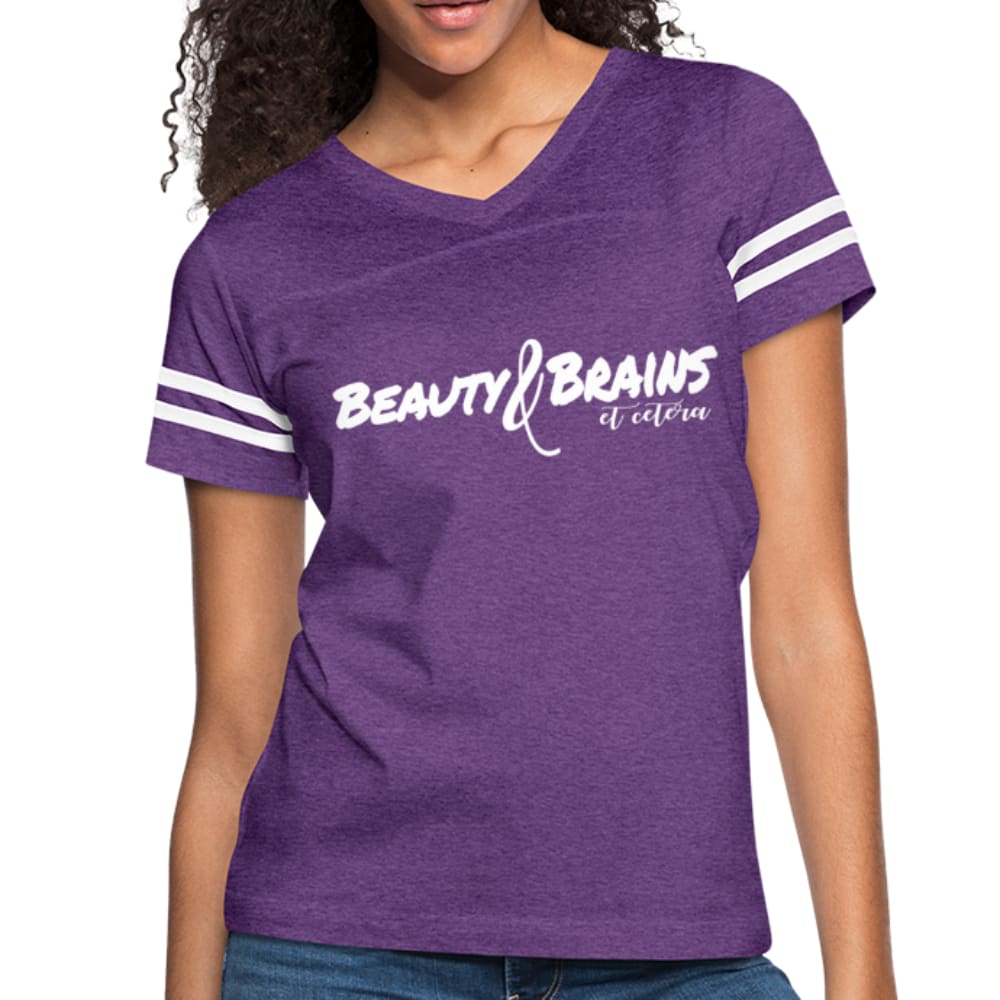 Womens Graphic Vintage Tee, Beauty & Brains et Cetera Ii Sport T-shirt-5