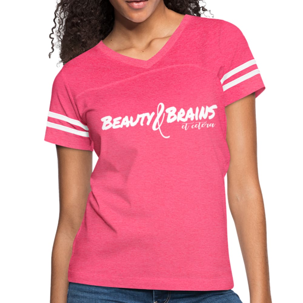 Womens Graphic Vintage Tee, Beauty & Brains et Cetera Ii Sport T-shirt-1