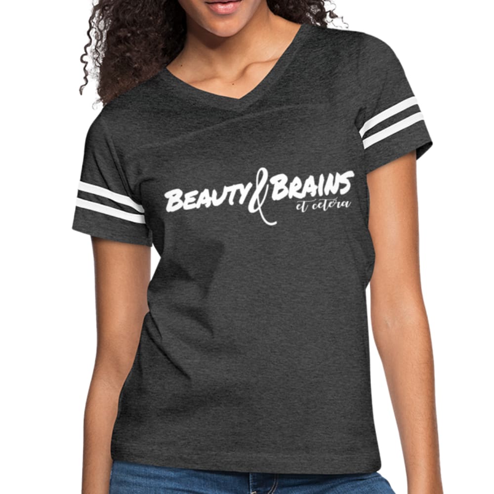 Womens Graphic Vintage Tee, Beauty & Brains et Cetera Ii Sport T-shirt-3