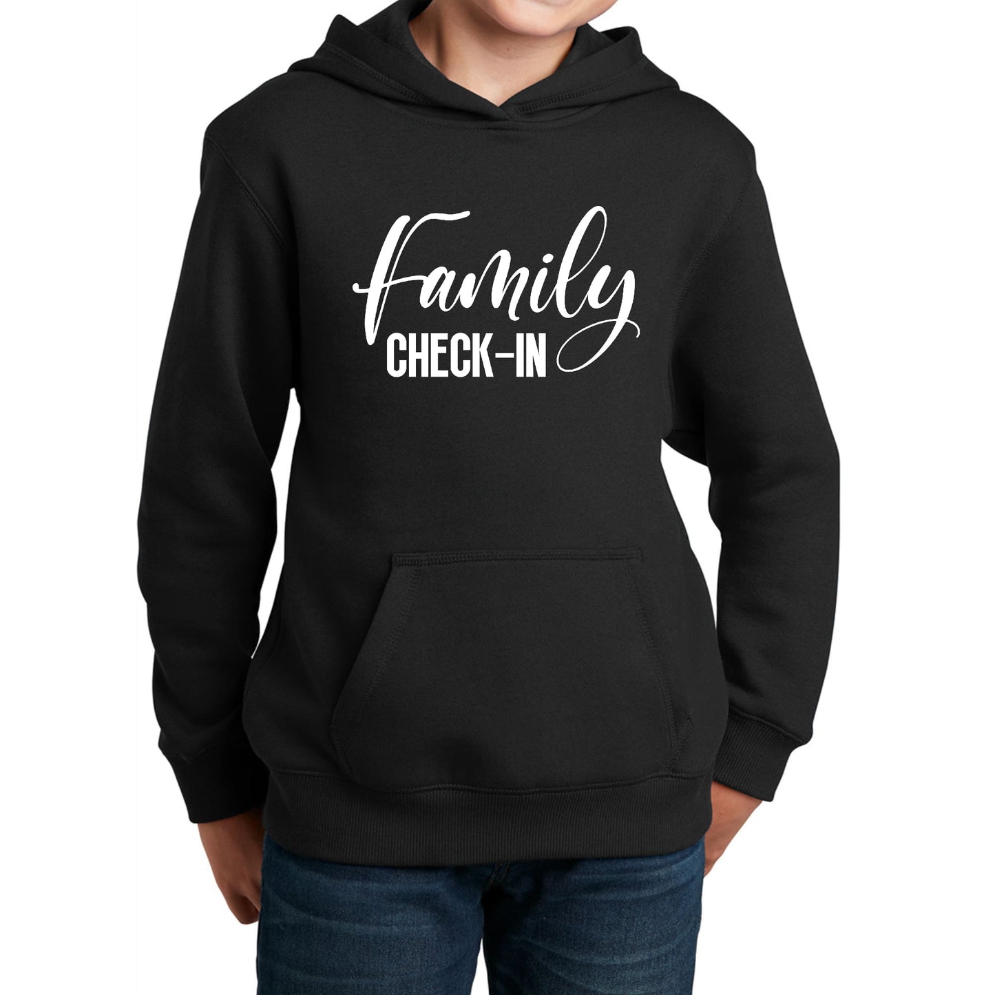 Youth Long Sleeve Hoodie Family Check-in Illustration-0
