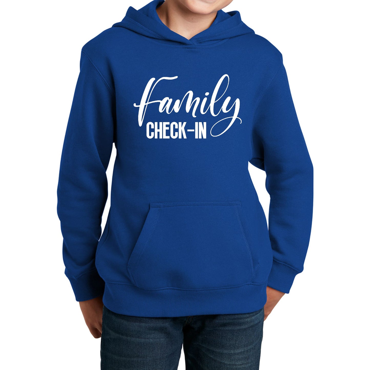 Youth Long Sleeve Hoodie Family Check-in Illustration-3