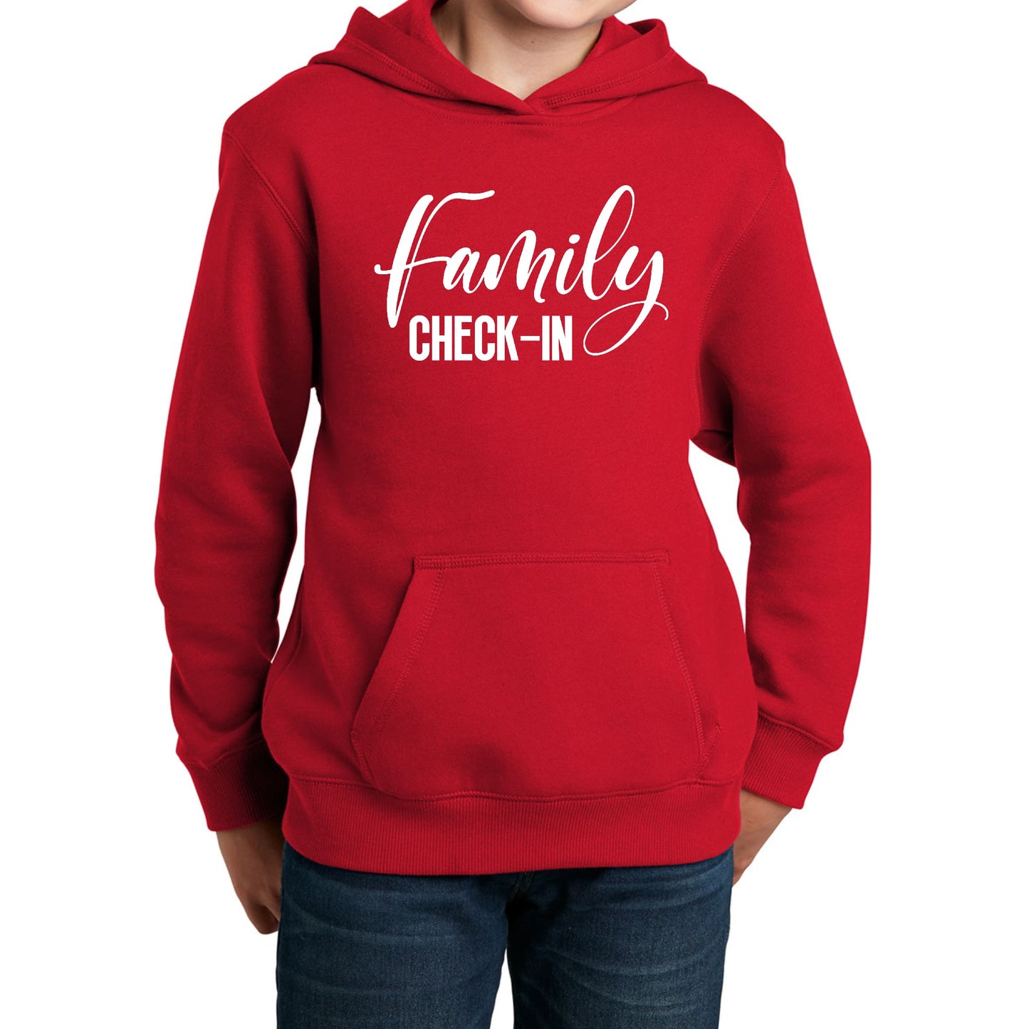 Youth Long Sleeve Hoodie Family Check-in Illustration-2