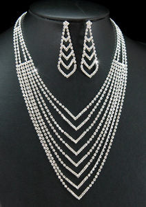 Queen Sparkling Rhinestone Necklace Earrings Set XS1129-0