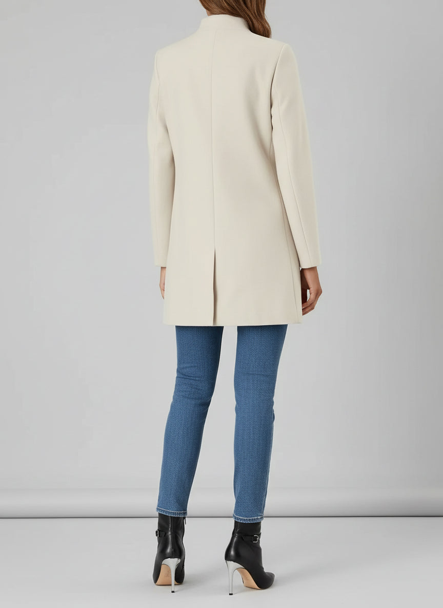 Single-Breasted Stand Collar Coat with Pocket