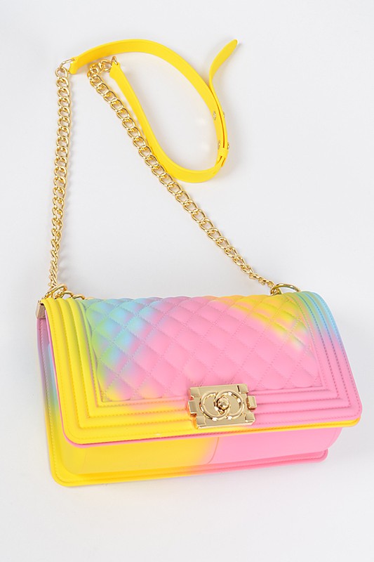 Mix Tone Textured Jelly Shoulder Bag