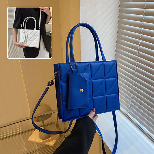 Fashion Plaid Shoulder Bag With Small Wallet Simple Elegant Portable