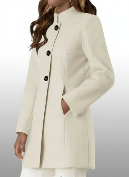 Single-Breasted Stand Collar Coat with Pocket