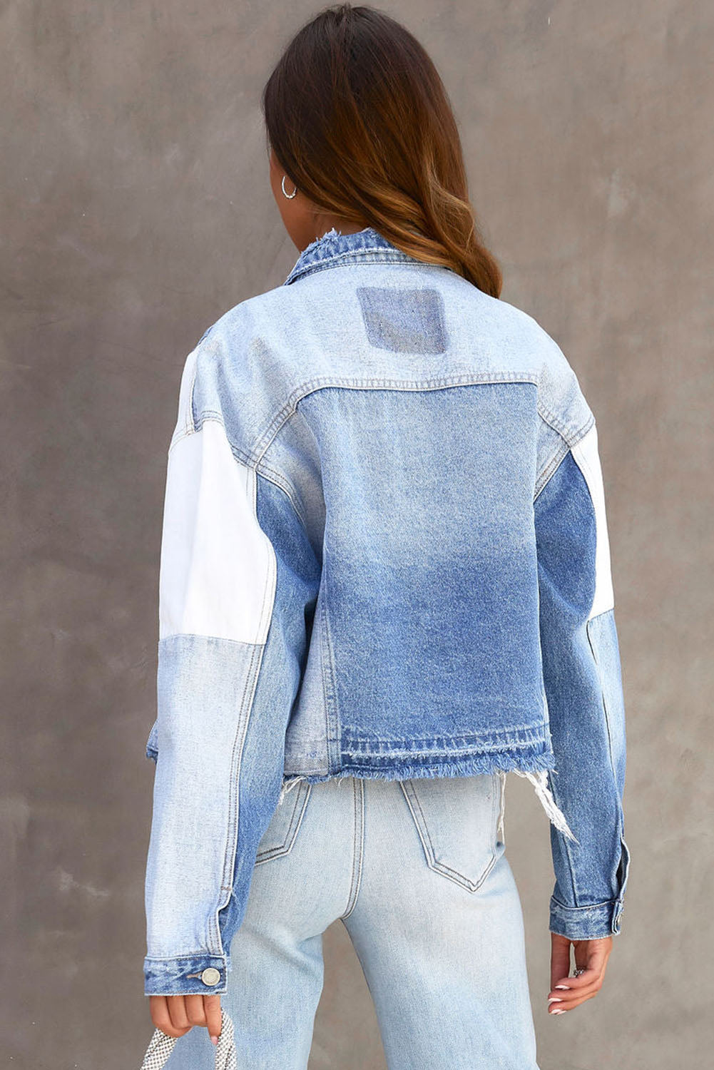 Sky Blue Denim Hem Jacket