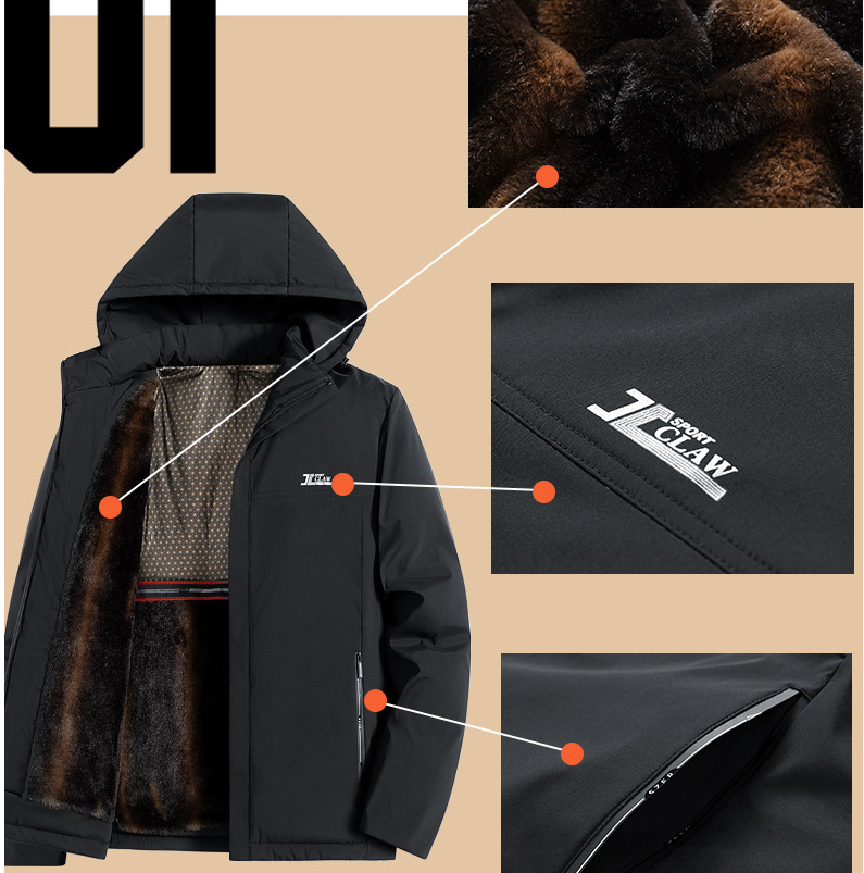 Men's mink fur autumn and winter middle-aged and elderly dad outfit with thick fleece, middle-aged casual business cotton jacket