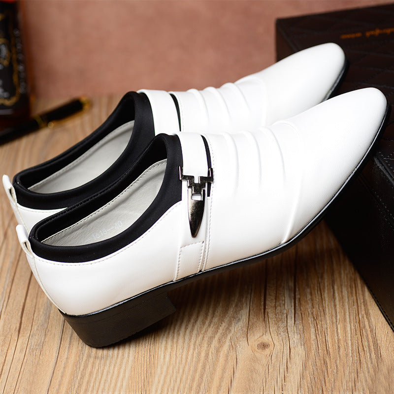 Business casual leather shoes, one foot shoes, youth trendy shoes, lazy shoes, pointed hairstylists, leather shoes, men's shoes