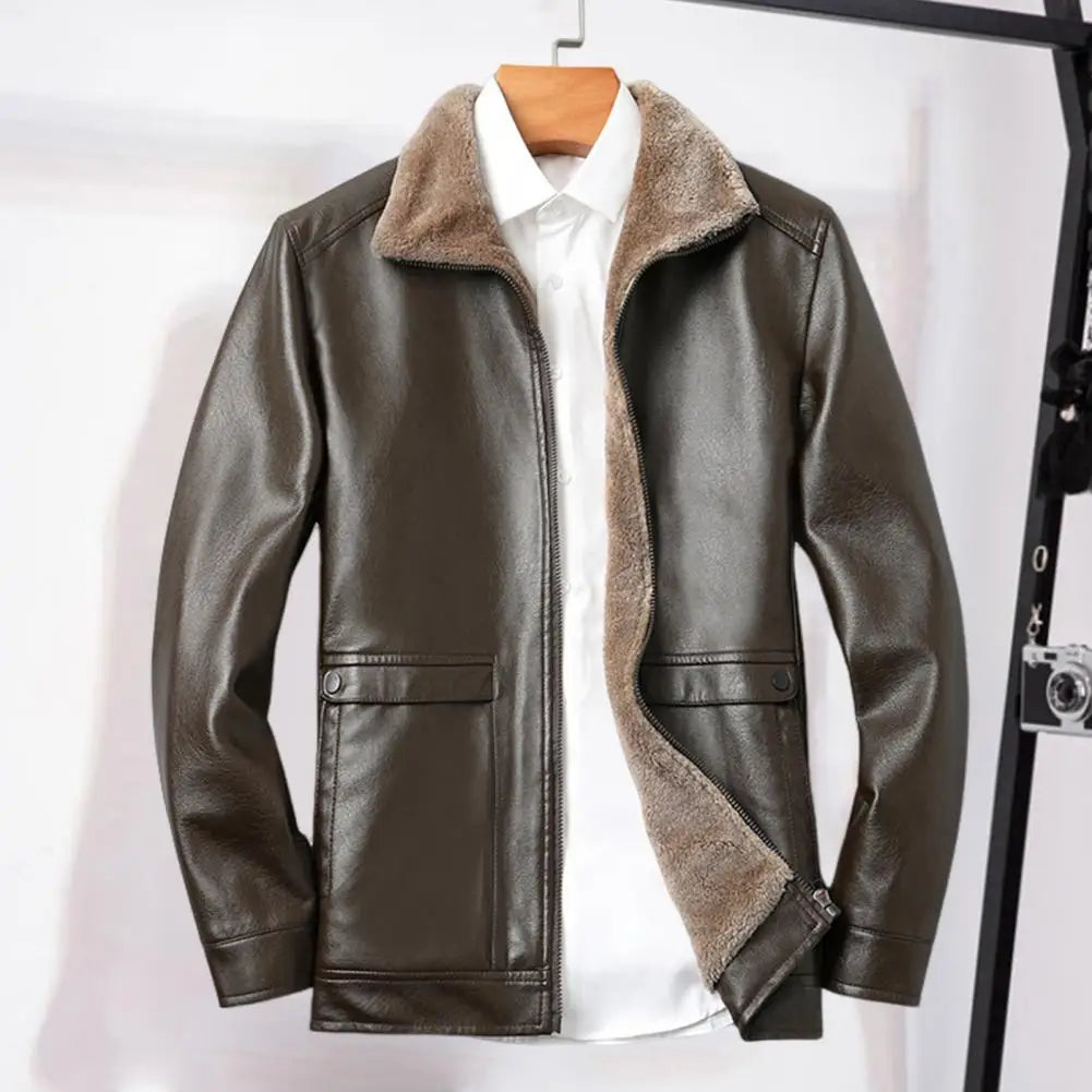 Men's Vintage Faux Fur Leather Jacket