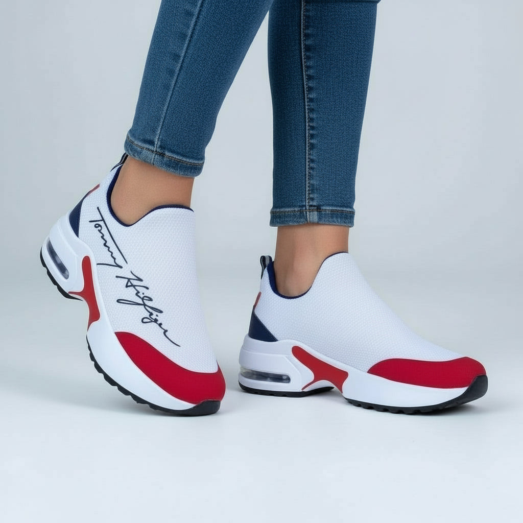 Casual Breathable Ladies Flat Wedge Walking Sneakers