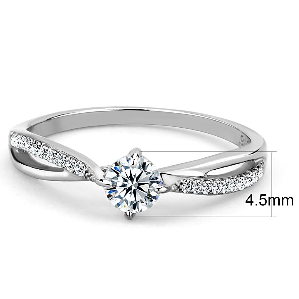 DA035 - High polished (no plating) Stainless Steel Ring with AAA Grade CZ  in Clear-1