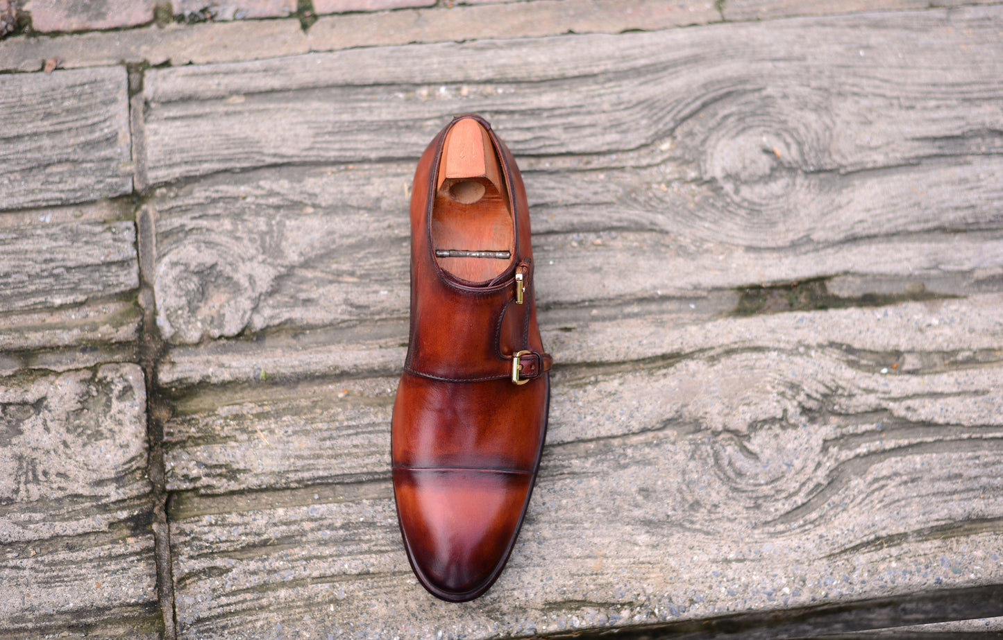 Double Monk - Brown Monk Strap Shoes-2