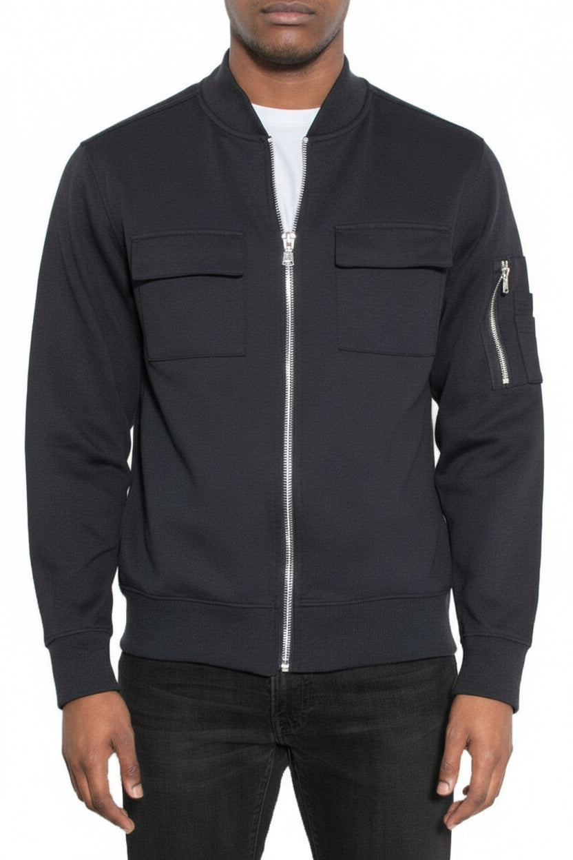 Dual Pocketed Men's Zip-Up Bomber Jacket